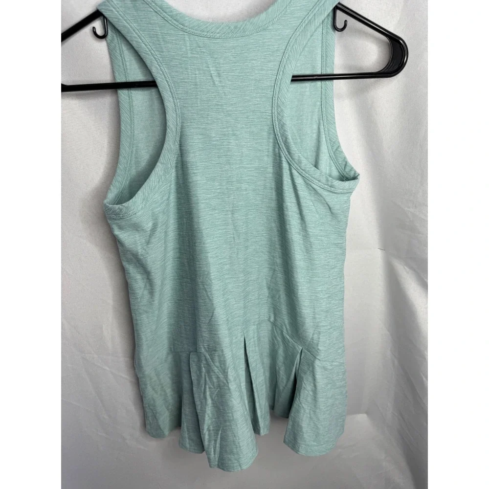 Hanna Andersson Girls Size 8 Green Space Dye Peplum Racerback Active Tank Top